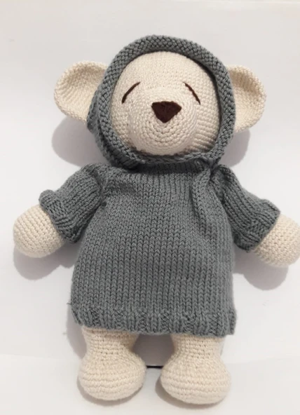 Şapkalı Ayı Boss Amigurumi Organik Oyuncak ürün görseli 1
