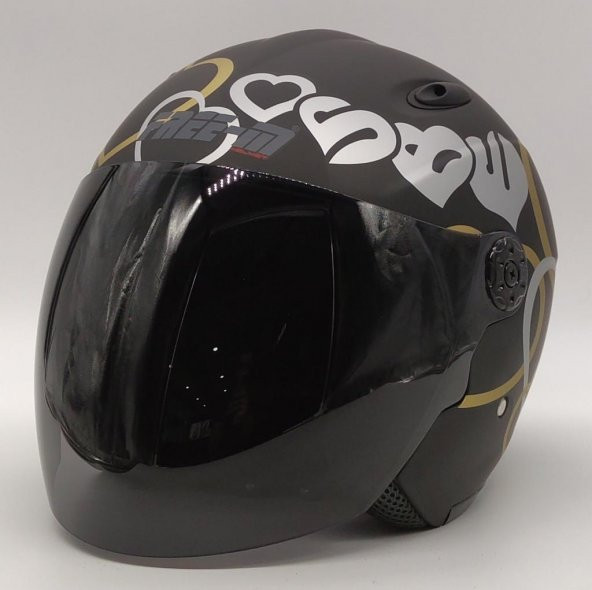 Free-M 661 Açık Kask (Mat Siyah Kalpli) XS ürün görseli 1