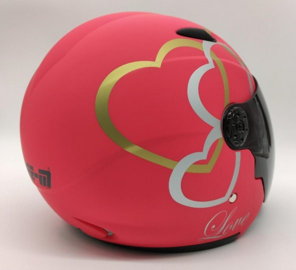 Free-M 661 Açık Kask (Pembe Kalpli) S - Resim 2