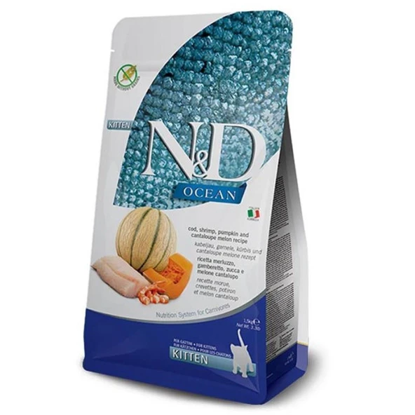N&D Ocean Tahılsız Balkabaklı ve Karidesli Yavru Kedi Maması 1,5 Kg ürün görseli 1