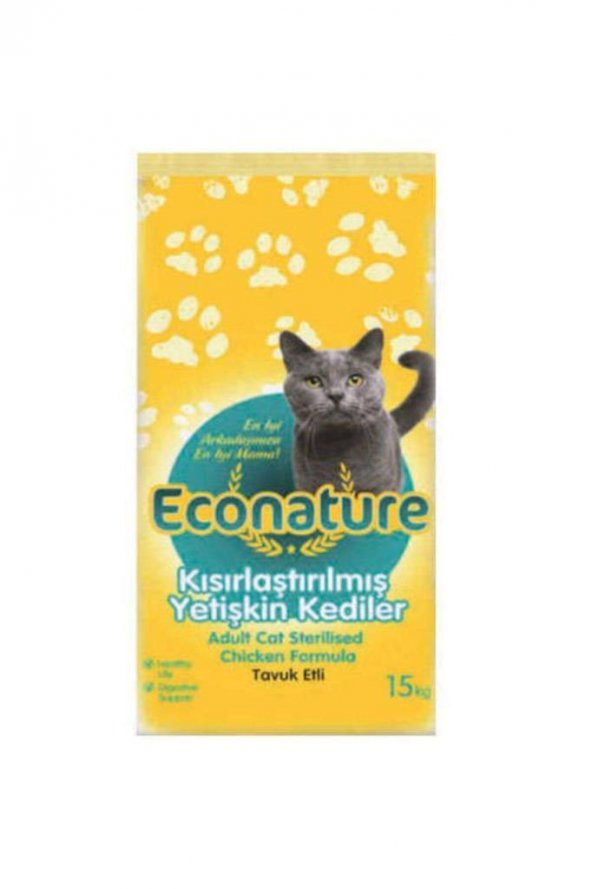Econature Tavuklu Kısırlaştırılmış Yetişkin Kedi Maması 15 Kg ürün görseli 1