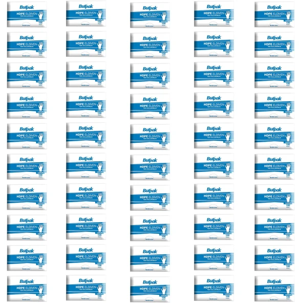 Burpak HDPE İş Temizlik Tek Kullanımlık Şeffaf Eldiven / Büyük Boy / 100 Adetlik 50 Paket - Koli ürün görseli 1