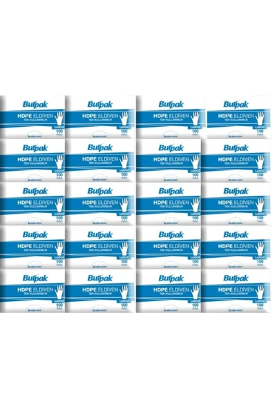 Burpak HDPE İş Temizlik Tek Kullanımlık Şeffaf Eldiven / Büyük Boy / 100 Adetlik 20 Paket - Koli ürün görseli 1