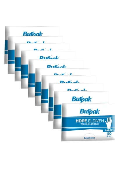 Burpak HDPE İş Temizlik Tek Kullanımlık Şeffaf Eldiven / Büyük Boy / 100 Adetlik 10 Paket ürün görseli 1