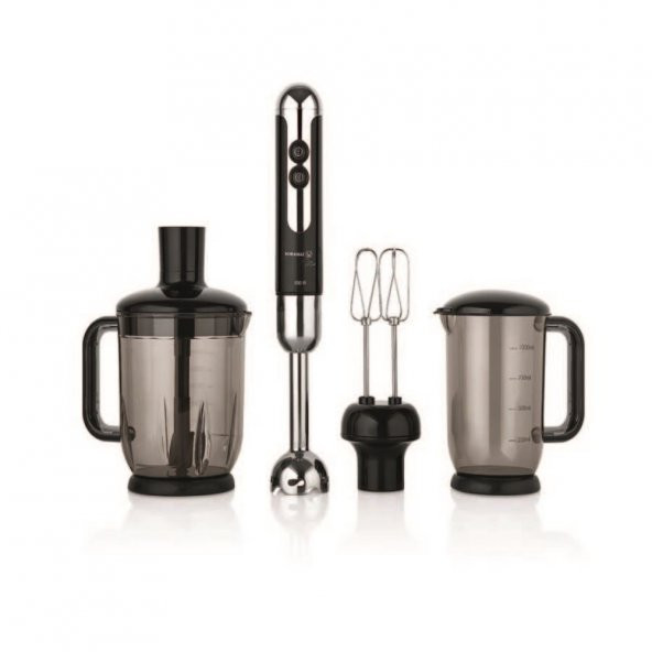 Korkmaz Mia Mega Siyah/Krom Blender Set A447-12 ürün görseli 1