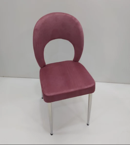Sandalye 12972 Ay Metal Çelik Nikelaj Ayak Ort oturum Babyface kumaş 4ad El Yapım ürün görseli 1
