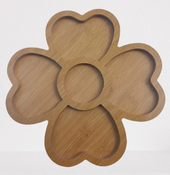 Sunum Tabak 12233 Kalpli Model Ahşap MDF Lam 4 göz 4 Adet EL Yapım ürün görseli 1