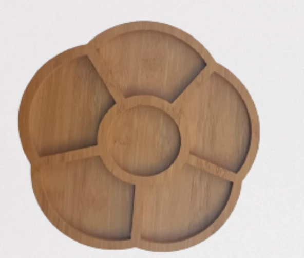 Sunum Tabak 12234 Papatya Model Ahşap MDF Lam 5 Göz 4 Adet EL Yapım ürün görseli 1