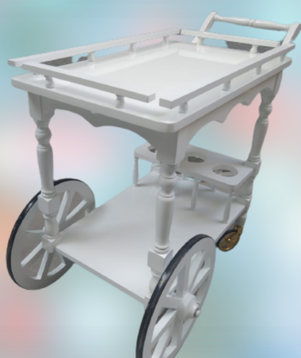 Servis Araba 12012 Büyük Teker Model Kayın Ayak Nature Ceviz Boya Yemek dağıtır ürün görseli 1