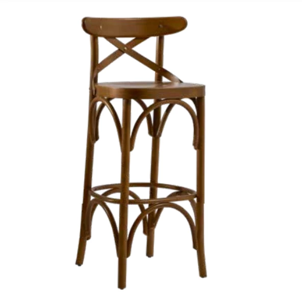 Sandalye BAR YÜKSEK 1921 Zus 2291 ÇAPRAZ Cafe Kayın Oval Parlak Ceviz El Yapım ürün görseli 1