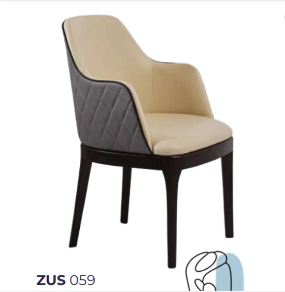 Sandalye 19796 Zus 059 Kolçak Model Gri-Bej Jaguar-Suni Deri Kumaş Ort Ot El Yapı ürün görseli 1