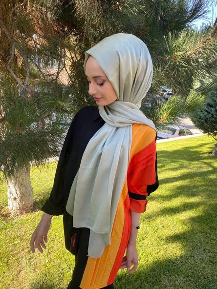 Kroren By Armanda Janjan, Janjanlı Şifon Şal İEKR7301  AÇIK KETEN YEŞİLİ ürün görseli 1