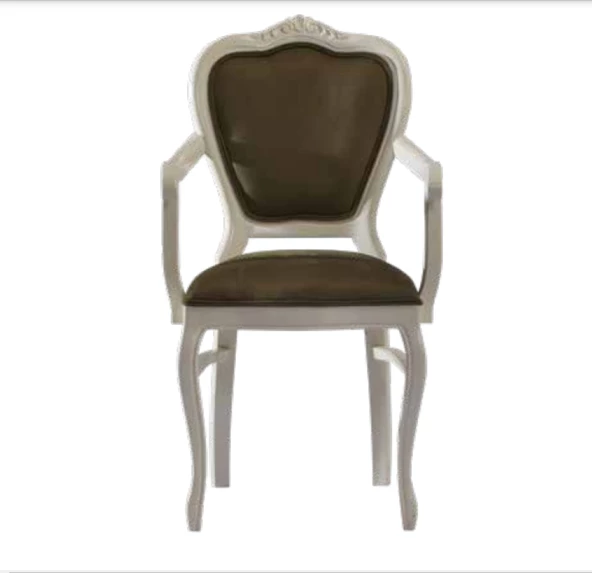 Sandalye19769 Zus 2151 Oyma Çizgi Model Kolçak BabyFace Kumaş Beyaz Lake El Yapım ürün görseli 1