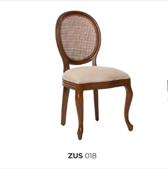 Sandalye ST Zus 2156 19755 MADALYON HASIR Kayın Ayak Parlak Ceviz Krem El yapım ürün görseli 1