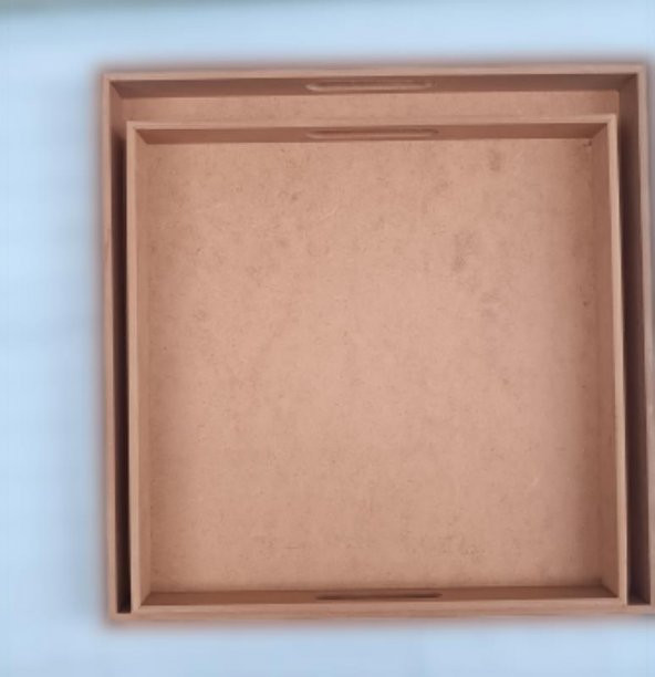 Hobi adn  90048 Dekoratif Tepsi Takım İkili Model HAM Ahşap MDF El Yapımı ürün görseli 1