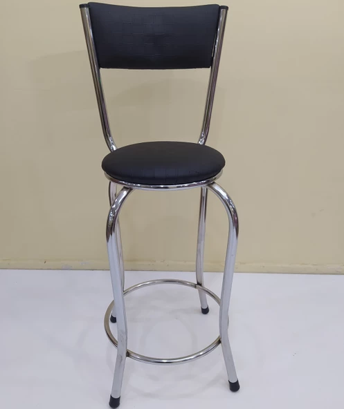 Sandalye 12760 BAR Tipi Yüksek Model 4ad SİYAH Sunideri döşem Metal Çelik nikelaj ürün görseli 1