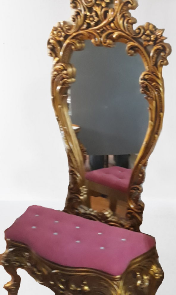 Dresuar 19379 PRENSES PUF Polyester döküm GOLD Aslan Ayak Kapitone puf El Yapım ürün görseli 1