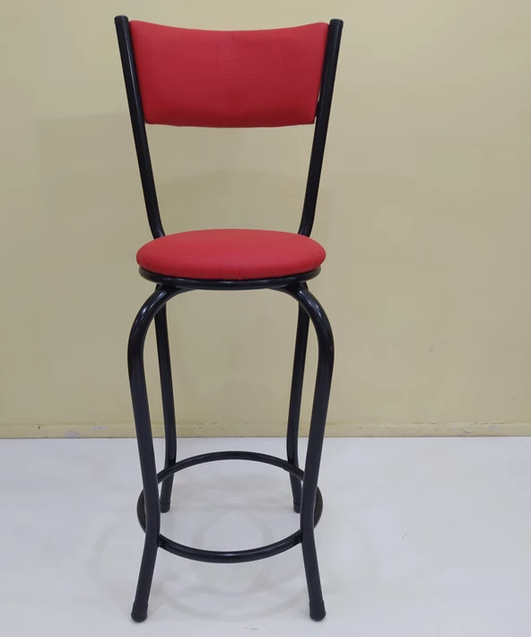 Sandalye 12762 BAR Tipi Yüksek Model 4ad KIRMIZI Suni deri döşem Metal Siyah ürün görseli 1