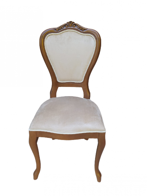 Sandalye 18496 Klasik Model Kayın Aslan ayak ceviz babyface kumaş Oyma El yapım ürün görseli 1