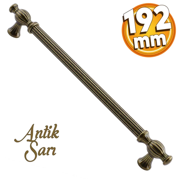 Kesir Eskitme Antik Sarı (192 mm-192.2 cm) Metal Mobilya Mutfak Çekmece Dolap Kulpu Kulbu Kulpları ürün görseli 1