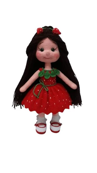 Çilek Karnaval Bebek Amigurumi Organik Oyuncak ürün görseli 1