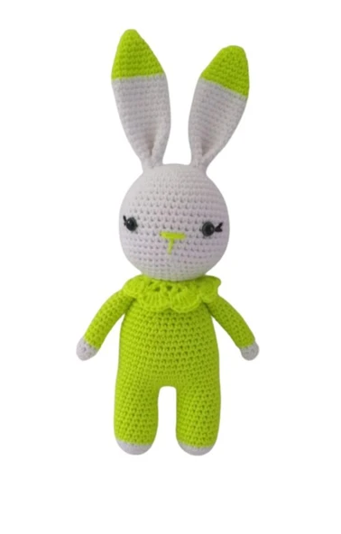 Neon Yeşili Miniş Tavşan Amigurumi Organik Oyuncak ürün görseli 1