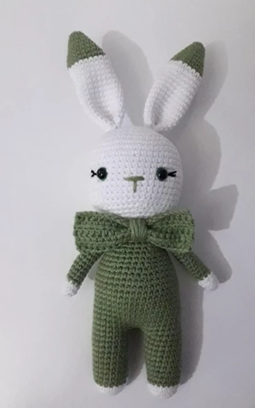 Haki Yeşili Miniş Tavşan Amigurumi Organik Oyuncak ürün görseli 1