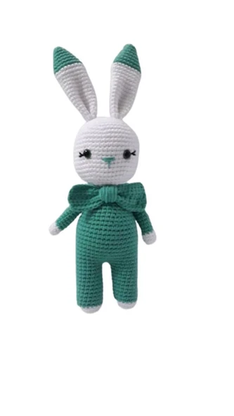 Mint Yeşili Miniş Tavşan Amigurumi Organik Oyuncak ürün görseli 1