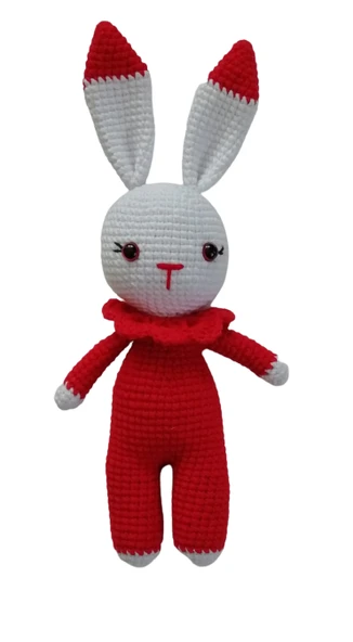Kırmızı Miniş Tavşan Uyku Arkadaşı Amigurumi Organik Oyuncak ürün görseli 1