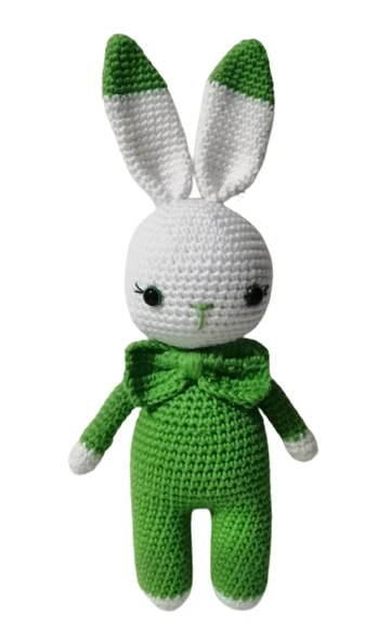 Yeşil Miniş Tavşan Uyku Arkadaşı Amigurumi Organik Oyuncak ürün görseli 1