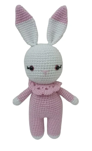 Pembe Miniş Tavşan Uyku Arkadaşı Amigurumi Organik Oyuncak ürün görseli 1