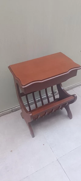 Gazete 18072 Sehpa Model Kayın MDF tabla Ceviz Boya Tutmalık Kutu sevk El yapım ürün görseli 1
