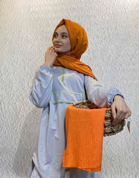 Loryan Scarf Viva Crush Pamuklu Şal 00380  KOYU ORANGE ürün görseli 1