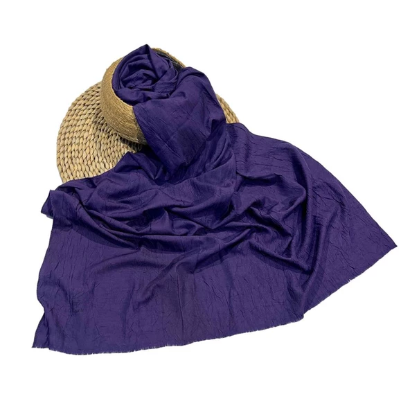 Loryan Scarf Viva Crush Pamuklu Şal 00380  KOYU MOR ürün görseli 1