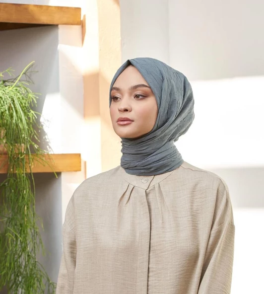 Loryan Scarf Viva Crush Pamuklu Şal 00380  ANTRASİT ürün görseli 1