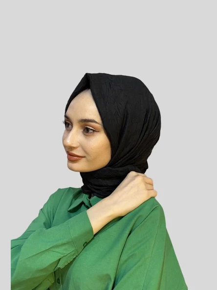 Loryan Scarf Viva Crush Pamuklu Şal 00380  SİYAH ürün görseli 1