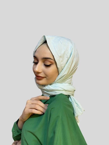 Loryan Scarf Viva Crush Pamuklu Şal 00380  SU YEŞİLİ ürün görseli 1