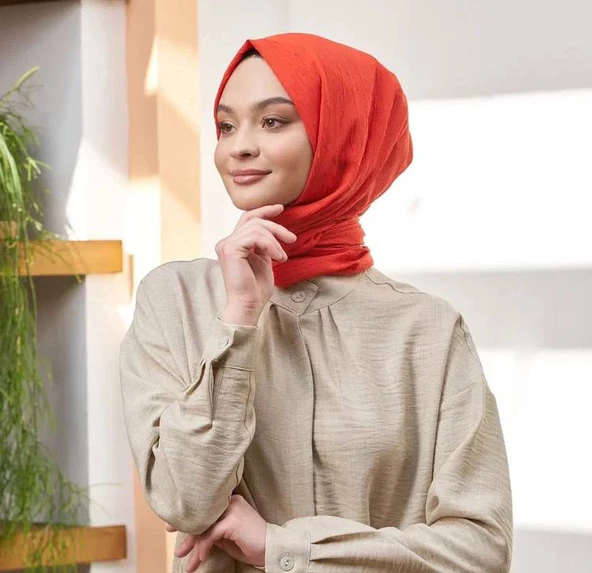 Loryan Scarf Viva Crush Pamuklu Şal 00380  MERCAN ürün görseli 1
