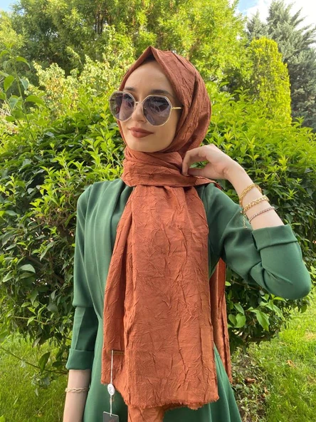 Loryan Scarf Viva Crush Pamuklu Şal 00380  BAKIR ürün görseli 1