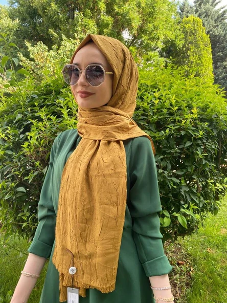 Loryan Scarf Viva Crush Pamuklu Şal 00380  HARDAL ürün görseli 1