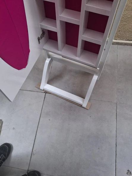 Ayna ST 17711 Takı Dolap Boy Ahşap Kayın-MDF gövde Parlak BEYAZ Klasik El Yapım ürün görseli 1