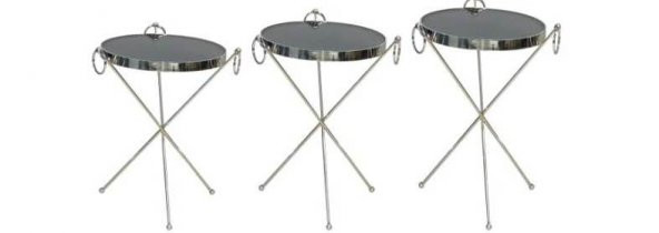 Brc 17523 Zigon Küpe Metal Gümüş Krom renk ayak Kırılmaz temper siyah cam tabla ürün görseli 1