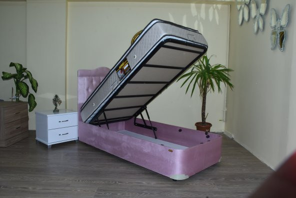 Baza Yatak Başlık 17496 Pembe metal Çelik Kasa Pedli Full Ort Yatak Başlık 90*190 ürün görseli 1