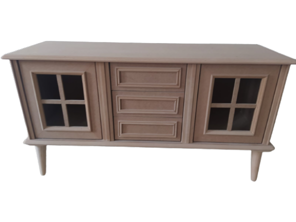 Tv Sehpa ST 17455 WİNDOVS Klasik Model Kayın Torna Retro Ayak HAM Renk El yapım ürün görseli 1