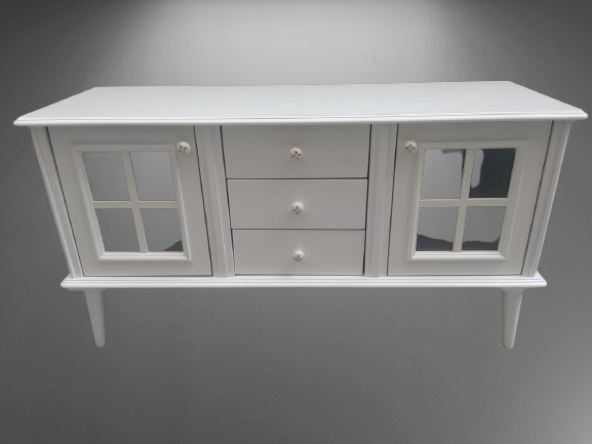 Tv Sehpa ST 17451 Pencere Model Ahşap Kayın Retro Ayak Parlak Ceviz Renk El yapım ürün görseli 1