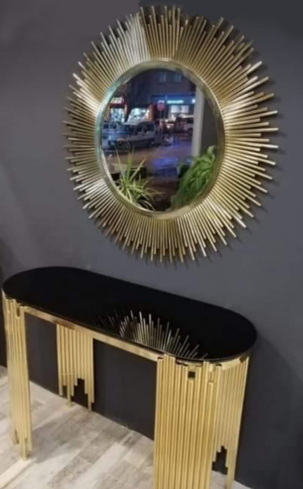 Dresuar17412 NİCE GÜNEŞ Model Metal Gold Renk Kaplama Yuvarlak Güneş Ayna El Yapı ürün görseli 1