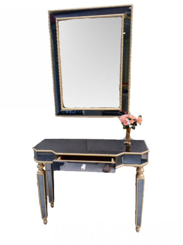Dresuar 14338 HAYAL Çekm Geniş tabla Gold Cam Ayna Kaplama ayak nakış ayna Elyapı ürün görseli 1