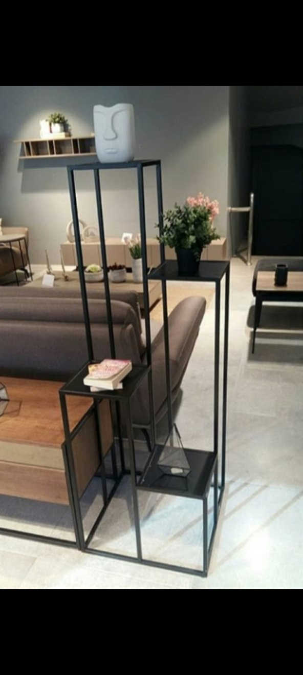 Çiçeklik Zlf 17147 Dekoratif Kule Metal Transmisyon Siyah Statik Boya El Yapım ürün görseli 1