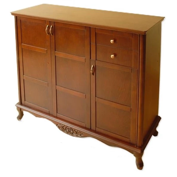 Ayakkabılık 17146 Klasik Oyma Model Parlak CEVİZ Kaplama Kayın Aslan ayak El Yapı ürün görseli 1