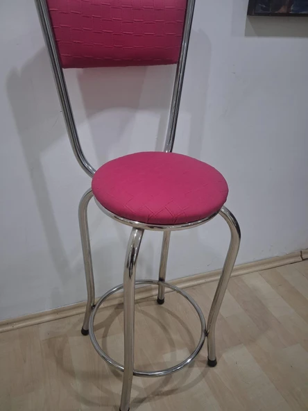 Sandalye 14566 BAR Yüksek Pempe 4ad Metal nikelaj Suni deri döşeme El yapım ürün görseli 1